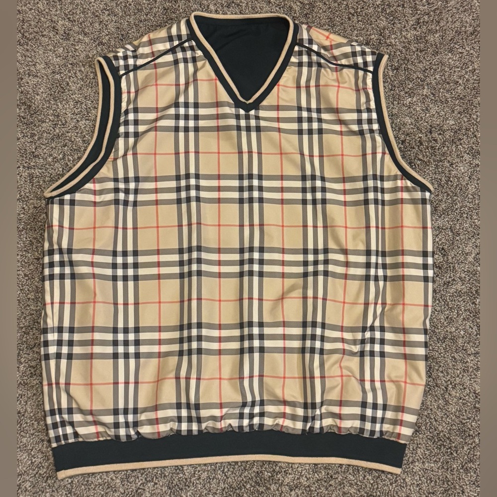 Rare Burberry Nova Check Golf Vest Reversible Men’s XL